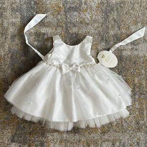 White Baptism Flower Girl Dress